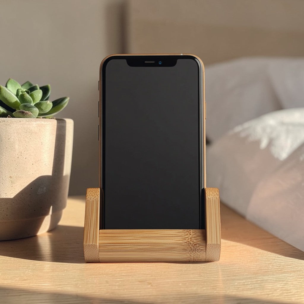 Docki Phone Holder - 100% Natural Sustainable Bamboo - Professional Grade Fiber Integrity - Bedside Charging Organizer - Heritage Series